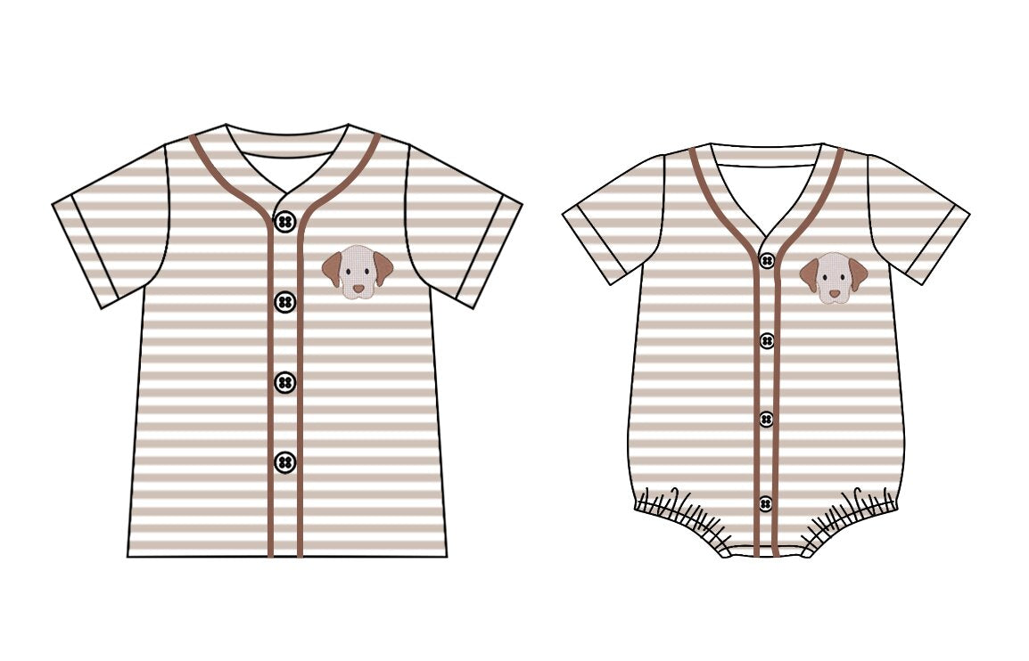 25.11.8 custom each style moq 5 eta 6-8 week Sibling Sister puppy baby boy short sleeve top and rompers match family design