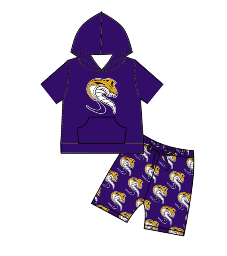 Custom Special character style boys clothes hooded short sleeve shorts sets