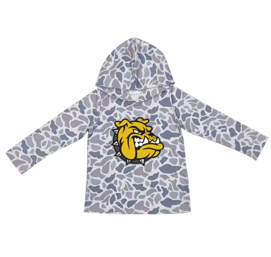 Custom moq 5 mix size milk silk summer team baby girls and boys clothes camouflage hooded long sleeve top-25.10.22