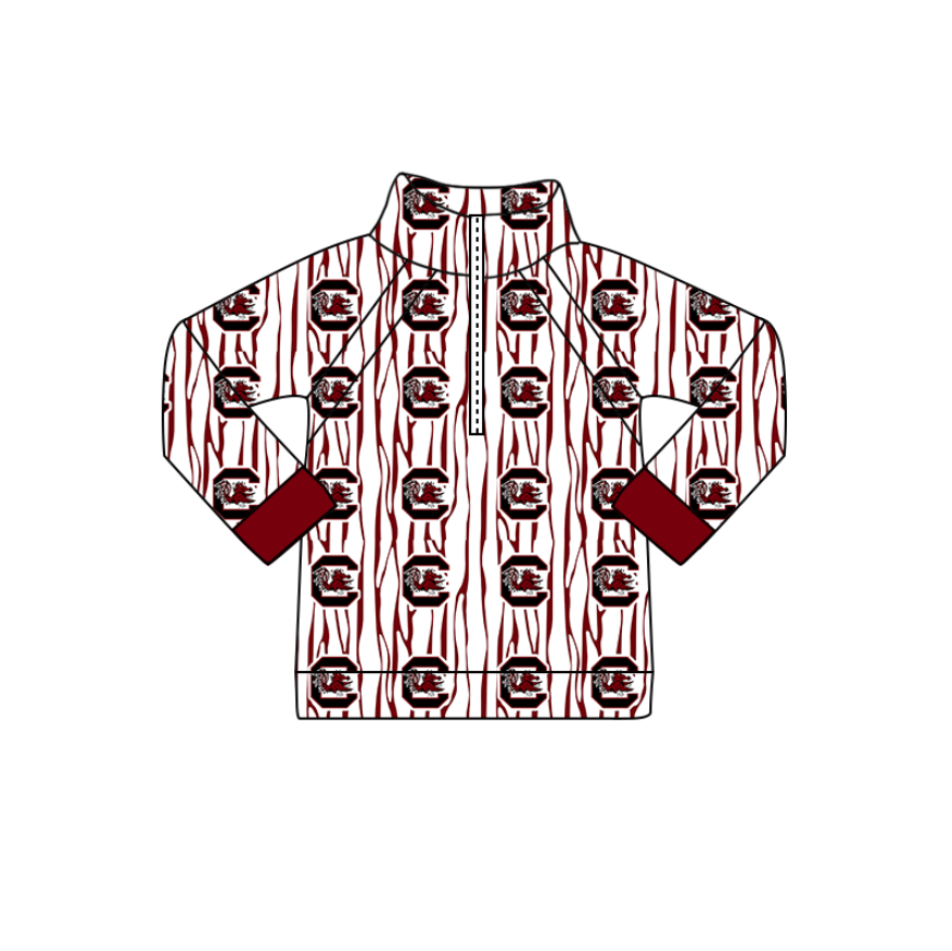 Custom moq 5 mix size milk silk summer team baby girls and boys clothes dark red long sleeve top-25.10.30
