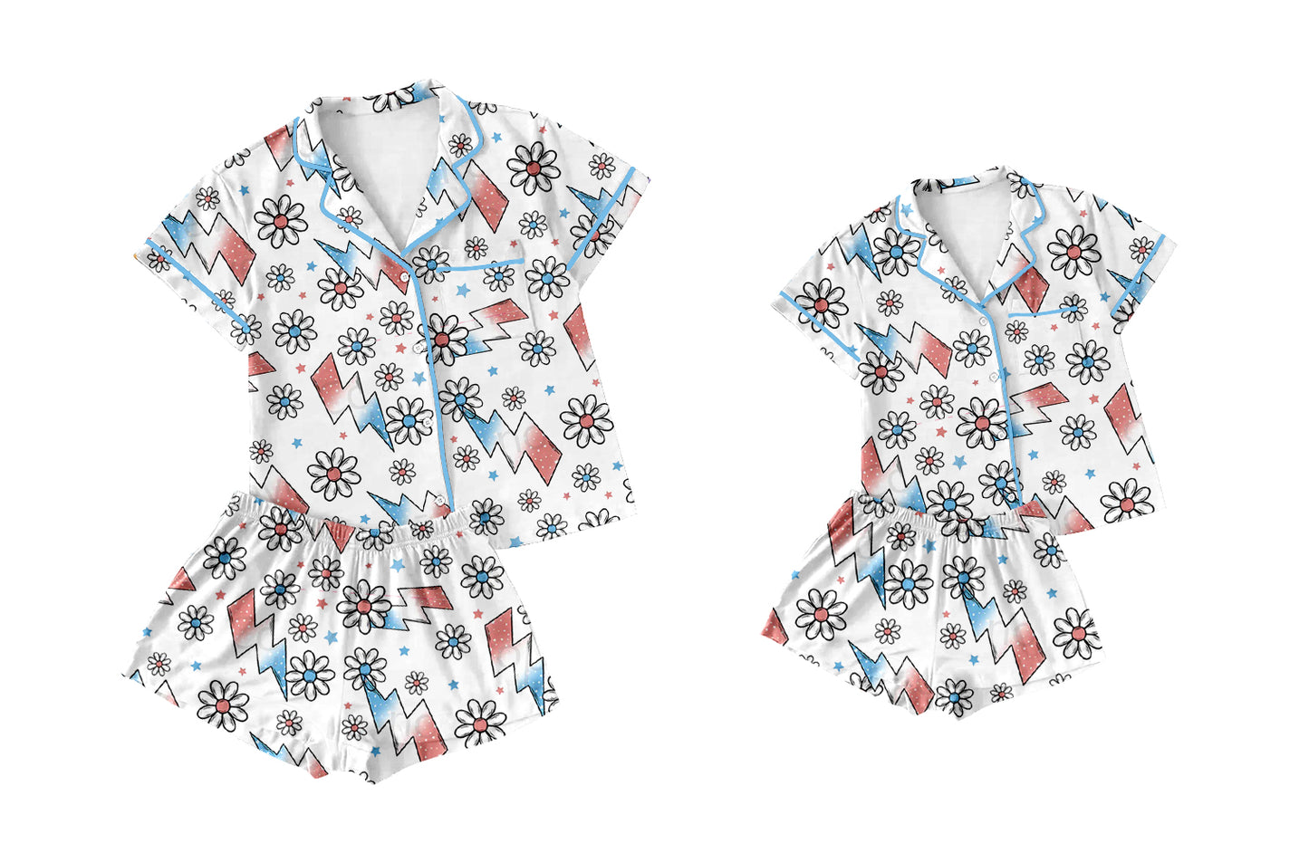 12.21 custom each style moq 5eta 4-6week Sibling Sister floral short sleeve shorts sets and adult sets match design