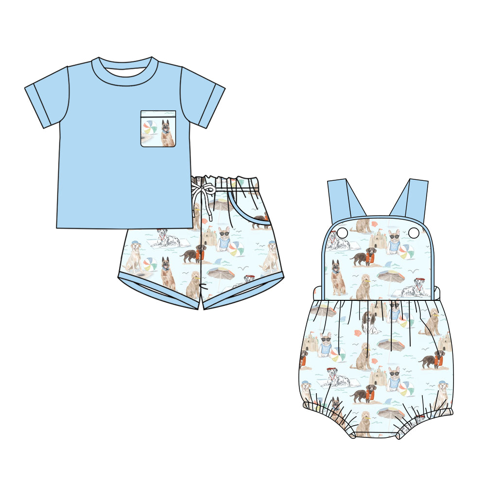 26.1.24 custom each style moq 5 eta 6-8week Sibling Sister puppy baby boy short sleeve shorts sets and romper match design