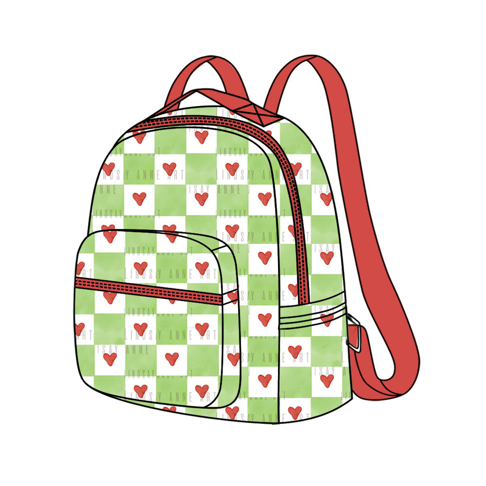 8.15 custom each style moq 5 eta 4-6weeks baby kids love light green fashion backpack