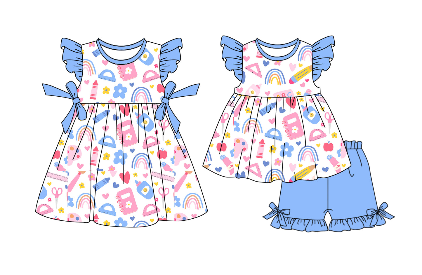 25.12.23 custom each style moq 5 eta 6-8week Sibling Sister penci love baby short sleeve shorts sets and dress match design