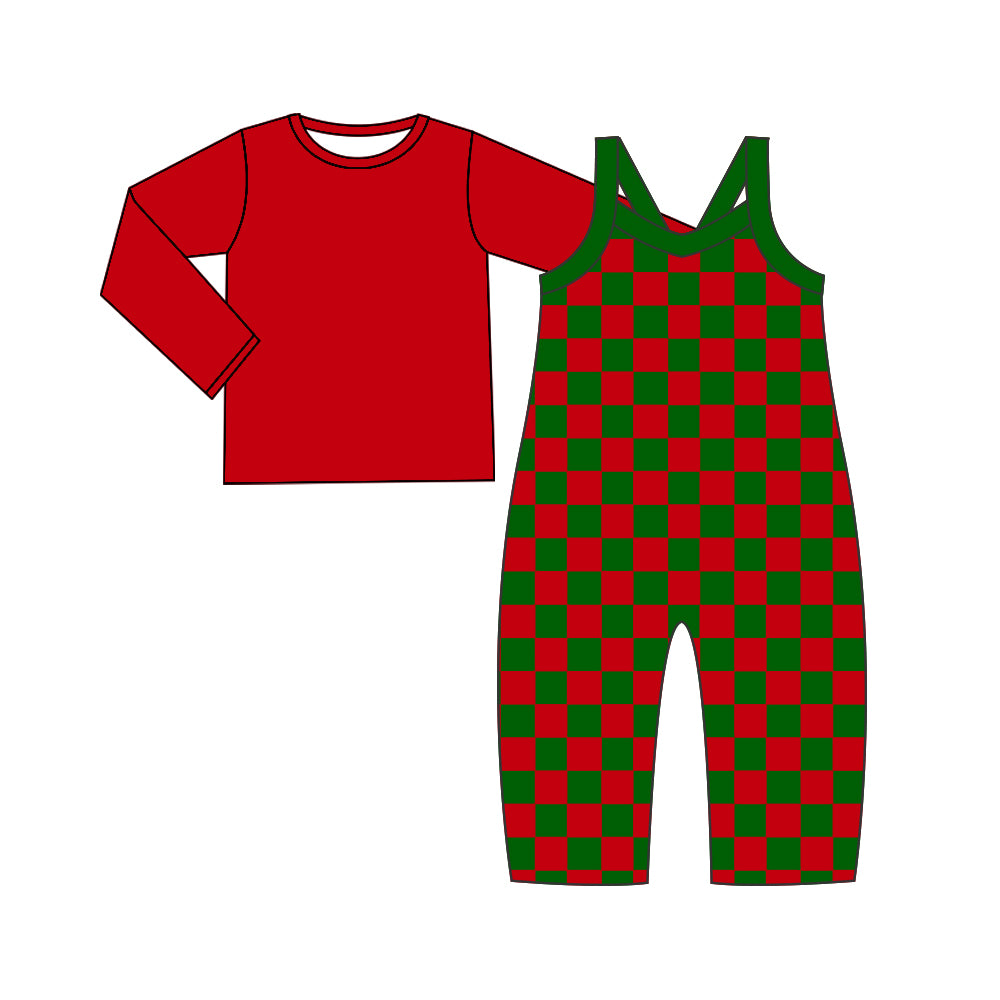 9.12 custom each style moq 5eta 4-6week baby girls clothes plaid red long sleeve suspender pants sets