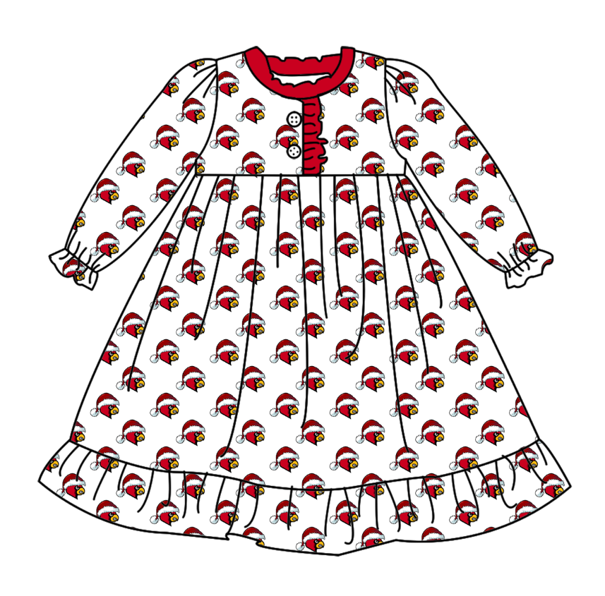 Cmoq 5 tat about 6-8 weeks Christmas hat bird red team long sleeve Long Sleeve Girls Nightdress