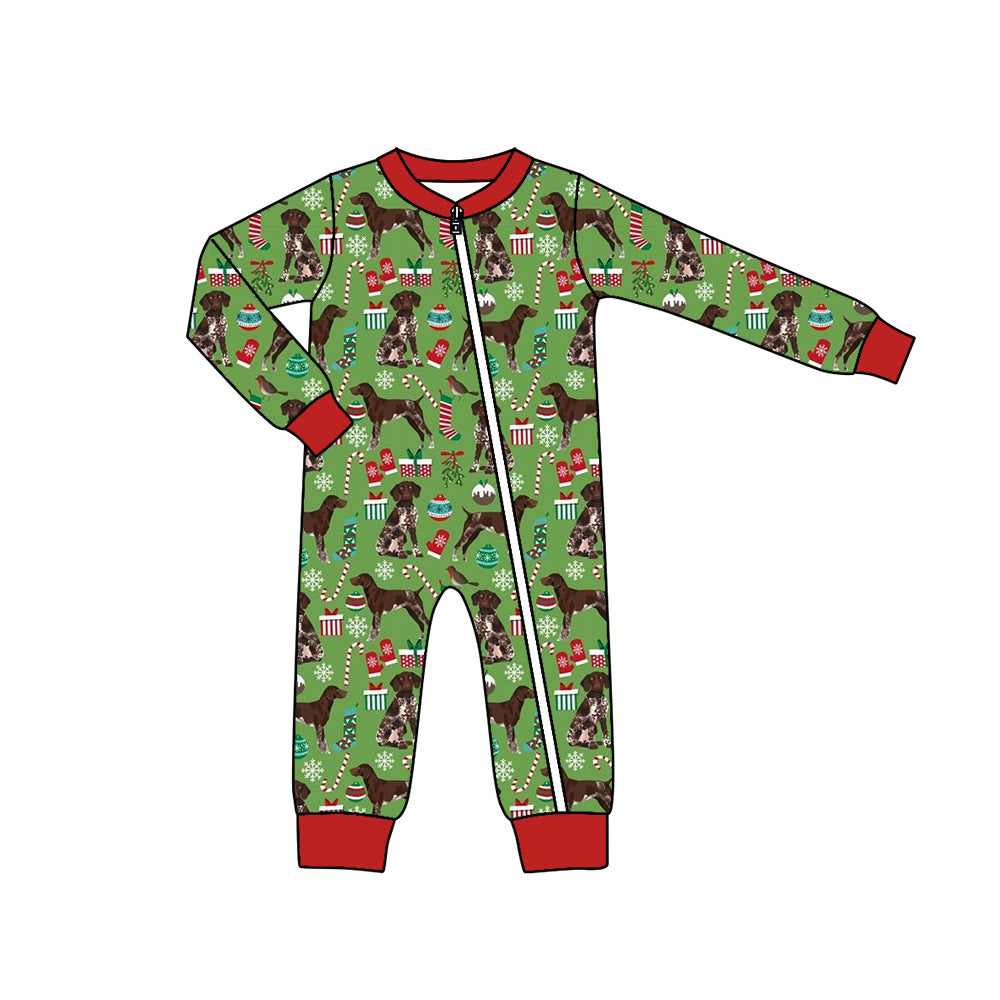7.5 custom each style moq 5eta 4-6week Sibling Sister Christmas puppy green baby boys sets and rompers match family design