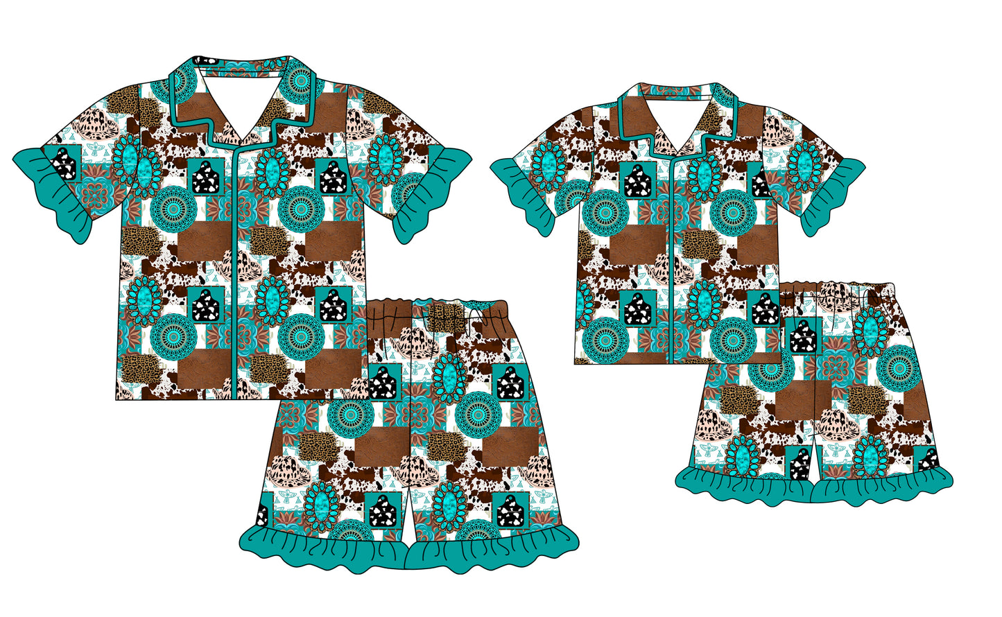 12.20 custom each style moq 5eta 4-6week Sibling Sister short sleeve shorts sets and adult sets match design