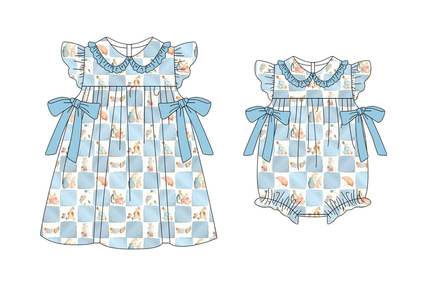 25.11.17 custom each style moq 5 eta 6-8week Sibling Sister easter baby short sleeve romper and dress match design