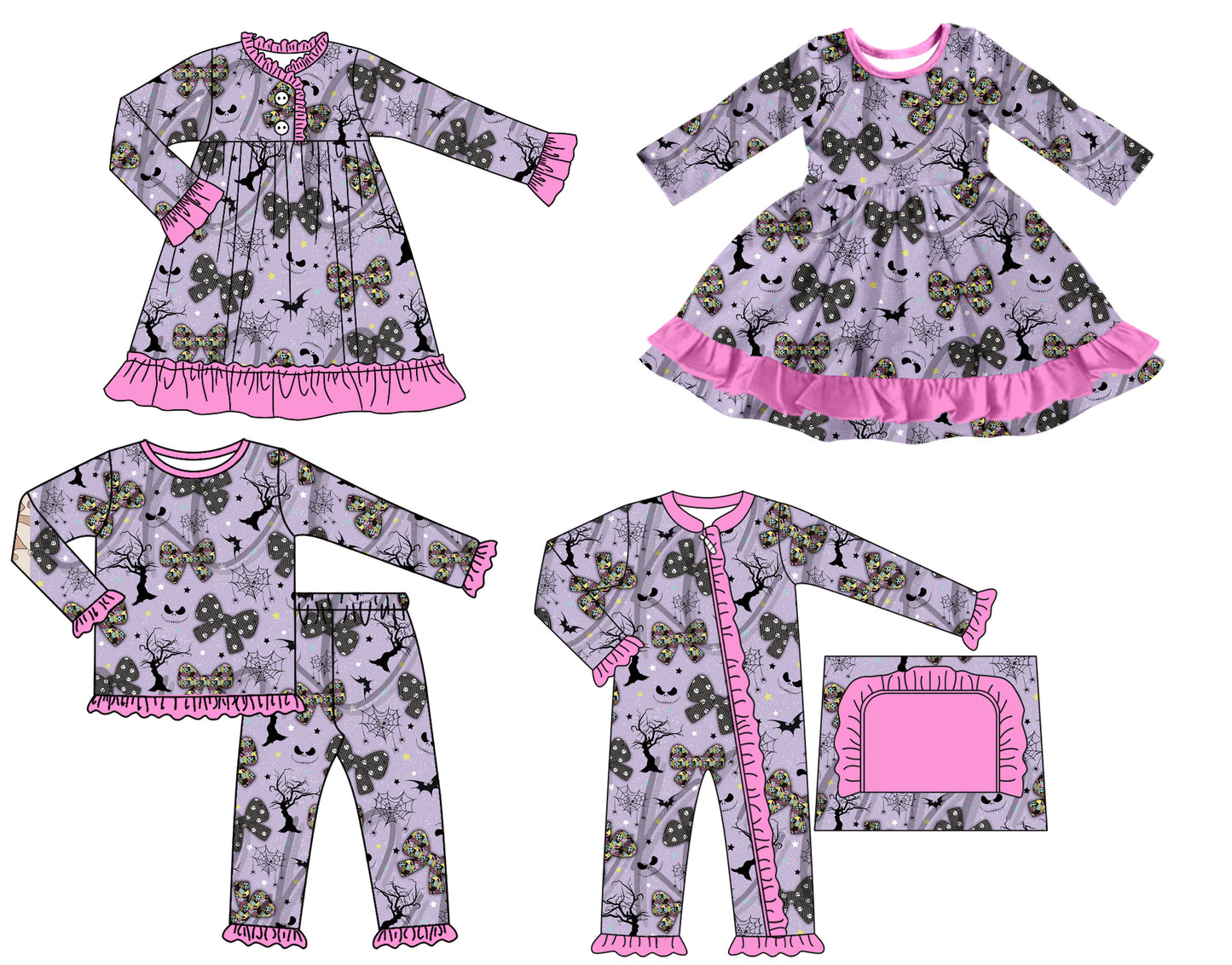 25.7.9 custom each style moq 5 eta 4-6week Sibling Sisters bow baby girl long sleeve pants sets and romper and dress 1 and dress 2 match family design