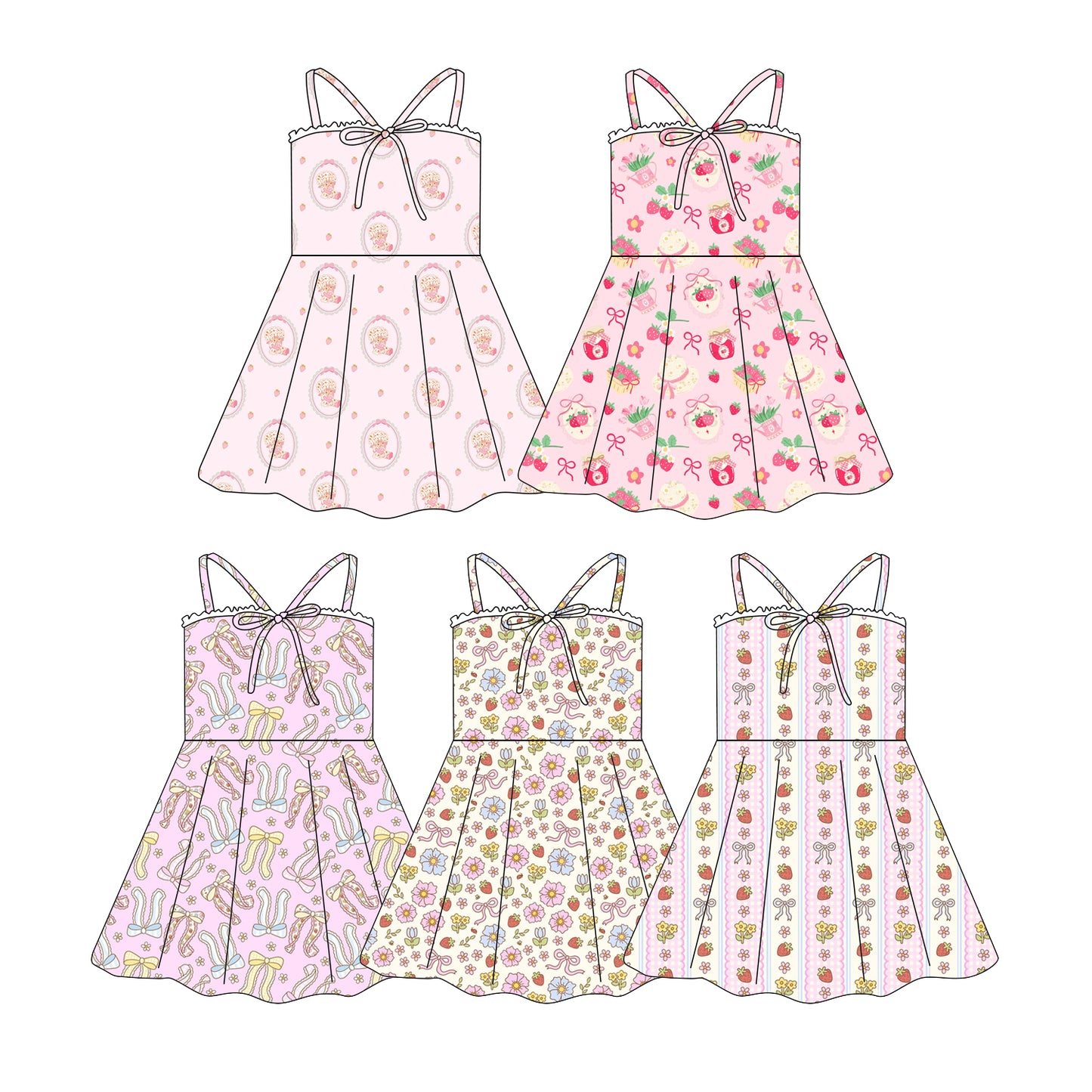Custom moq 5 mix size Sibling Baby Girls Bow-Print Sleeveless Knee-Length Yoga Dress