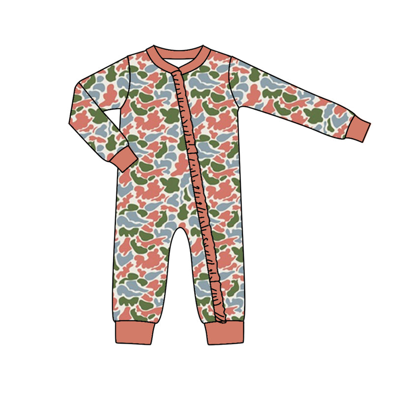 8.26 custom each style moq 5eta 4-6week Sibling Sister camoufalge baby girls sets and rompers match family design