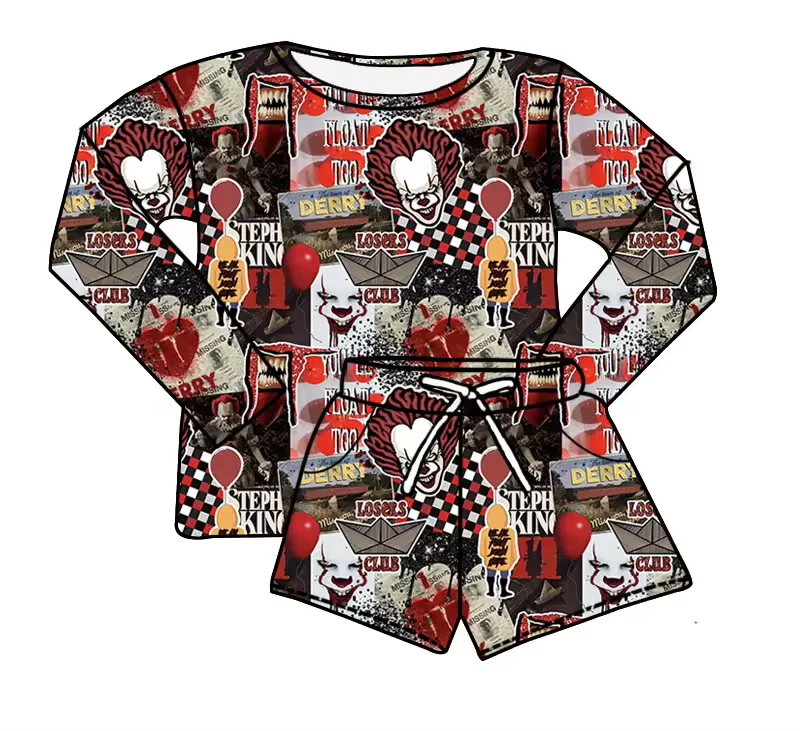 Deadline September 11 custom no moq eta 6-8weeks Red Hair Clown Long Sleeve Shorts Suit