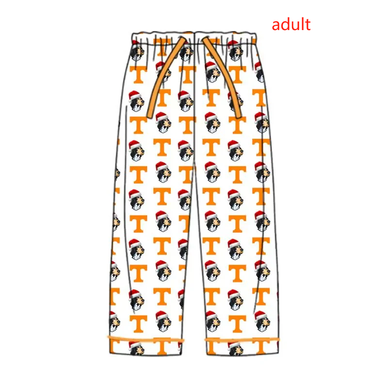 Deadline October 29 custom no moq eta 6-7weeks Christmas Hat Dog Head-Letter T Orange Adult Straight Pants