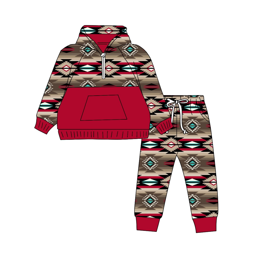 Custom moq 5 each style eta 6-7weeks baby boy clothes geometric hooded long sleeve pants sets-25.8.5