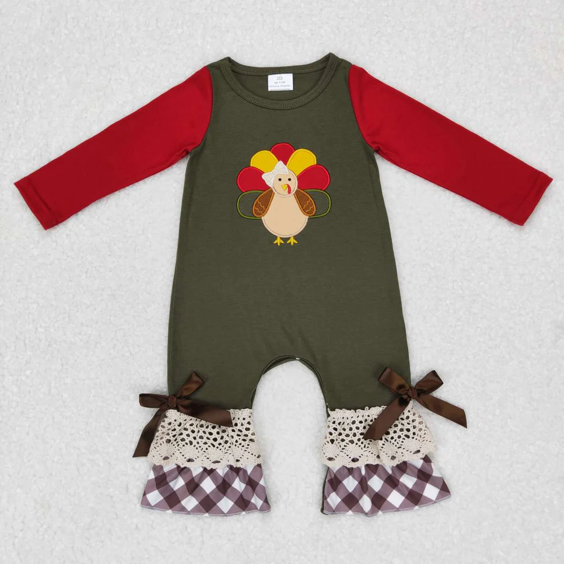 RTS NO MOQ Sibling Baby girls clothes Embroidery turkey long-sleeved trousers suit & rompers