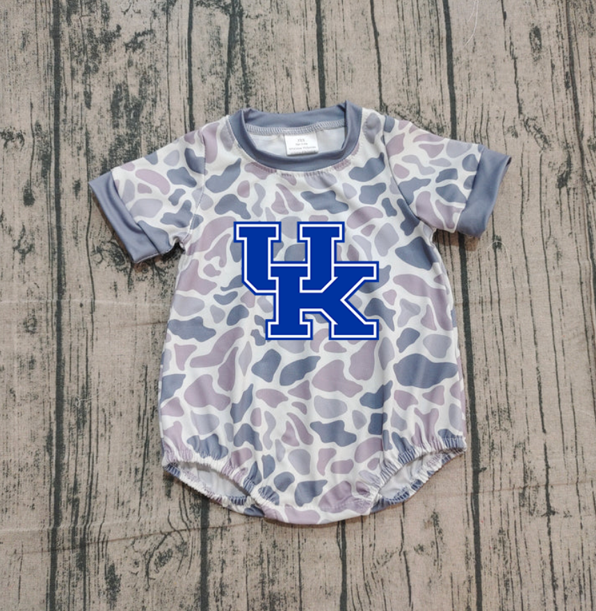 Custom moq 5 mix size milk silk Boy and Girl's Camouflage Gray Camouflage Romper, Milk Silk, Popular, Cute BLUE COLOR