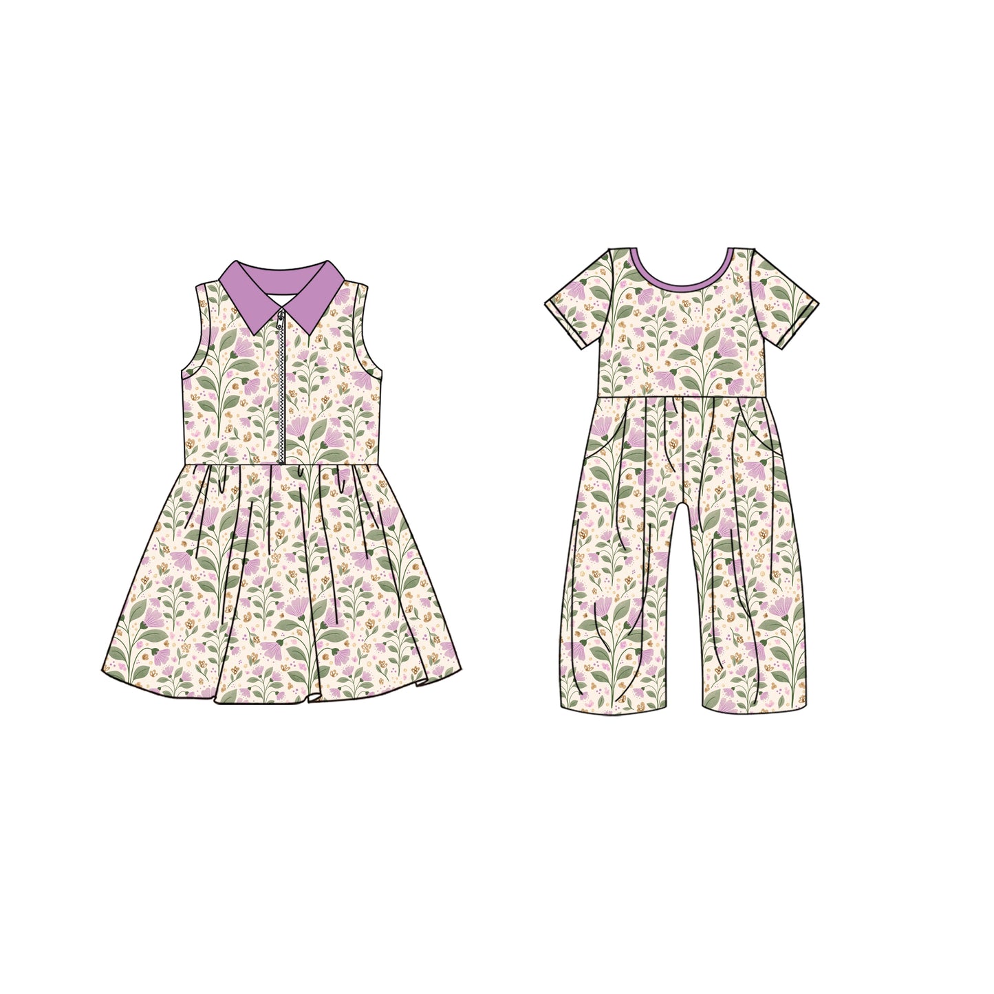 4.25 custom each style moq 5eta 4-6week Sibling Sister floral baby girl short sleeve yoga dresses and jumpsuit match design
