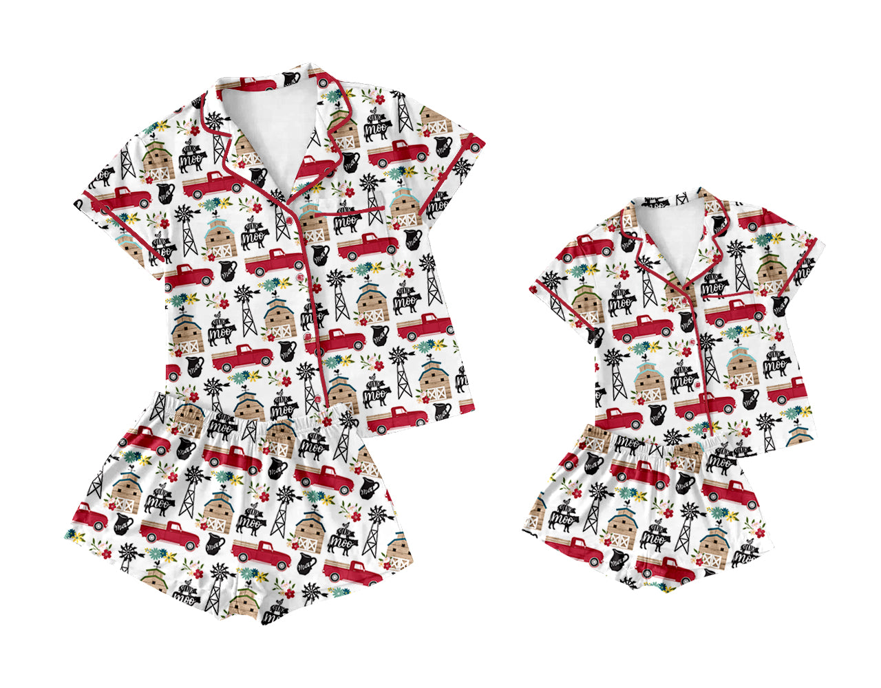 12.17 custom each style moq 5eta 4-6week Sibling Sister short sleeve shorts sets and adult sets match design