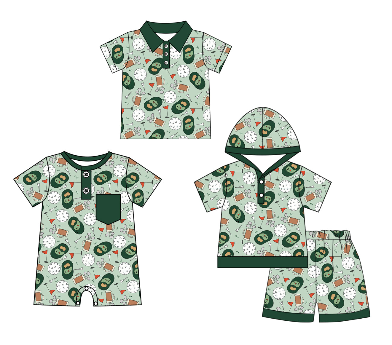 11.28 custom each style moq 5eta 4-6week Sibling Sister green baby boy short sleeve shorts sets and boy romper and top match design