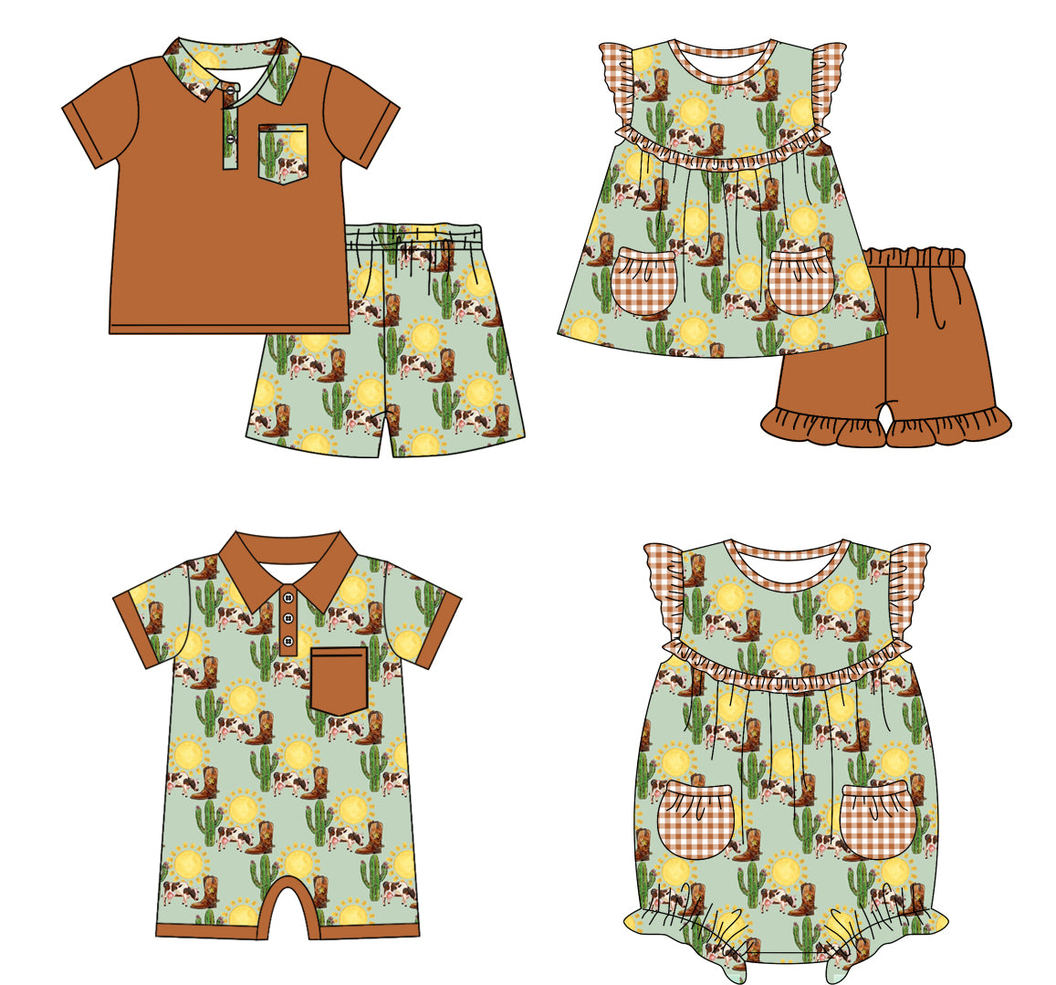 11.18 custom each style moq 5eta 4-6week Sibling Sister boots baby girl short sleeve shorts sets and sets 2 and girls romper and boy romper match design