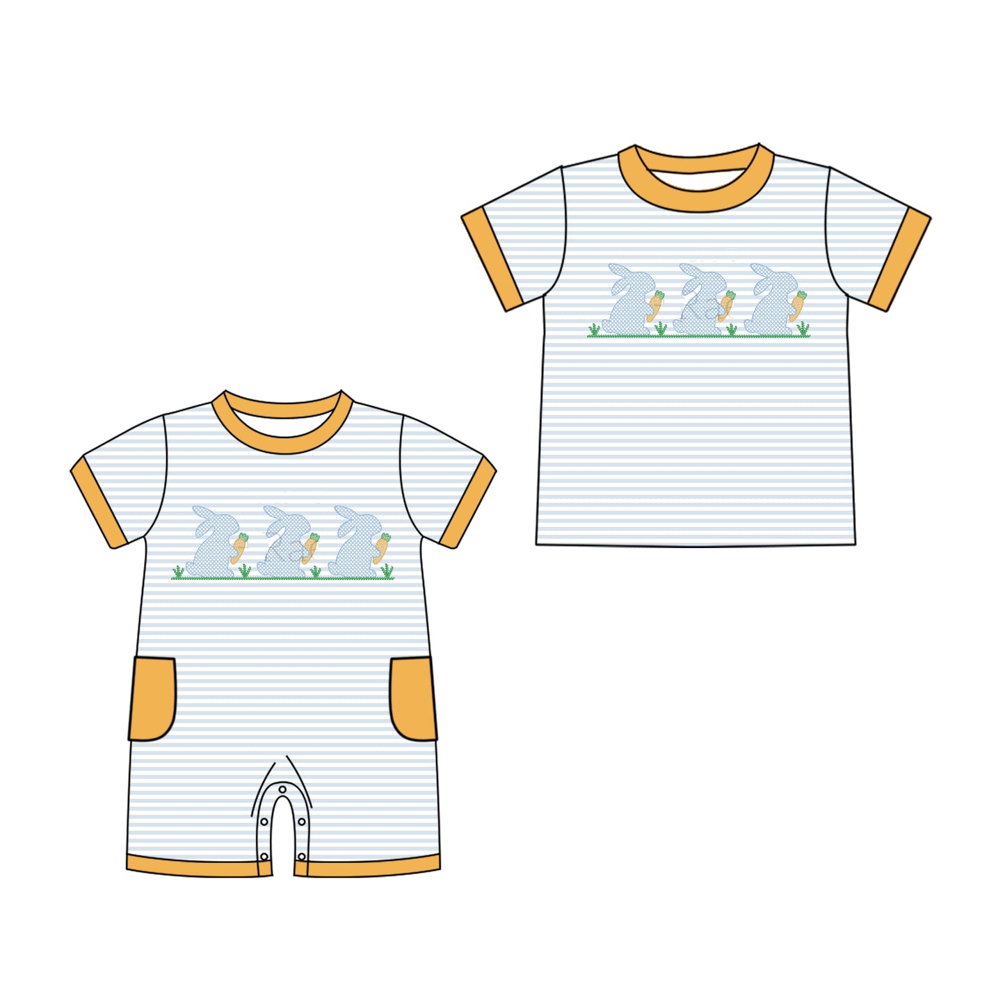 25.11.7 custom each style moq 5 eta 6-8 week Sibling Sister easter bunny baby boy short sleeve top and rompers match family design
