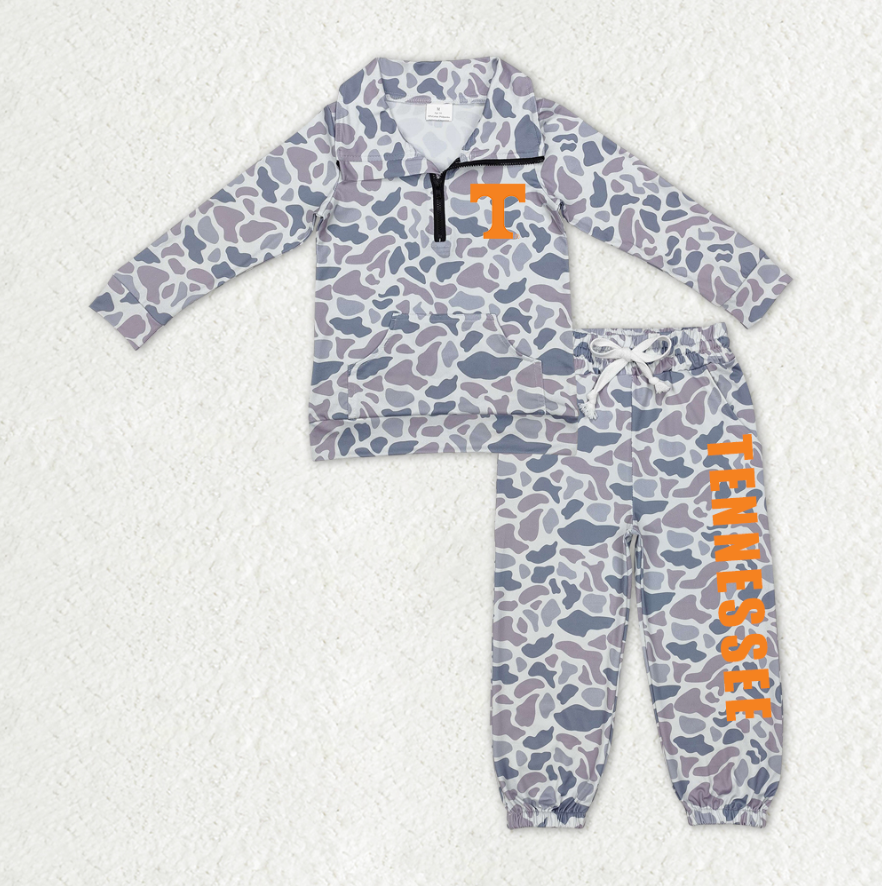 Custom moq 5 mix size milk silk summer teams baby boys clothes camouflage long sleeve pants sets-25.10.22