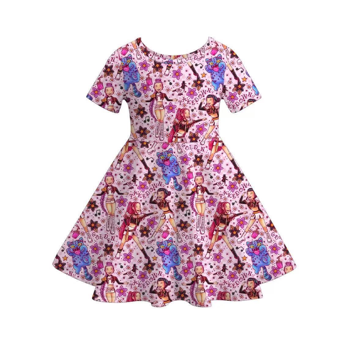 Custom moq 5 each style eta 6-7weeks baby girl clothes short sleeve dress