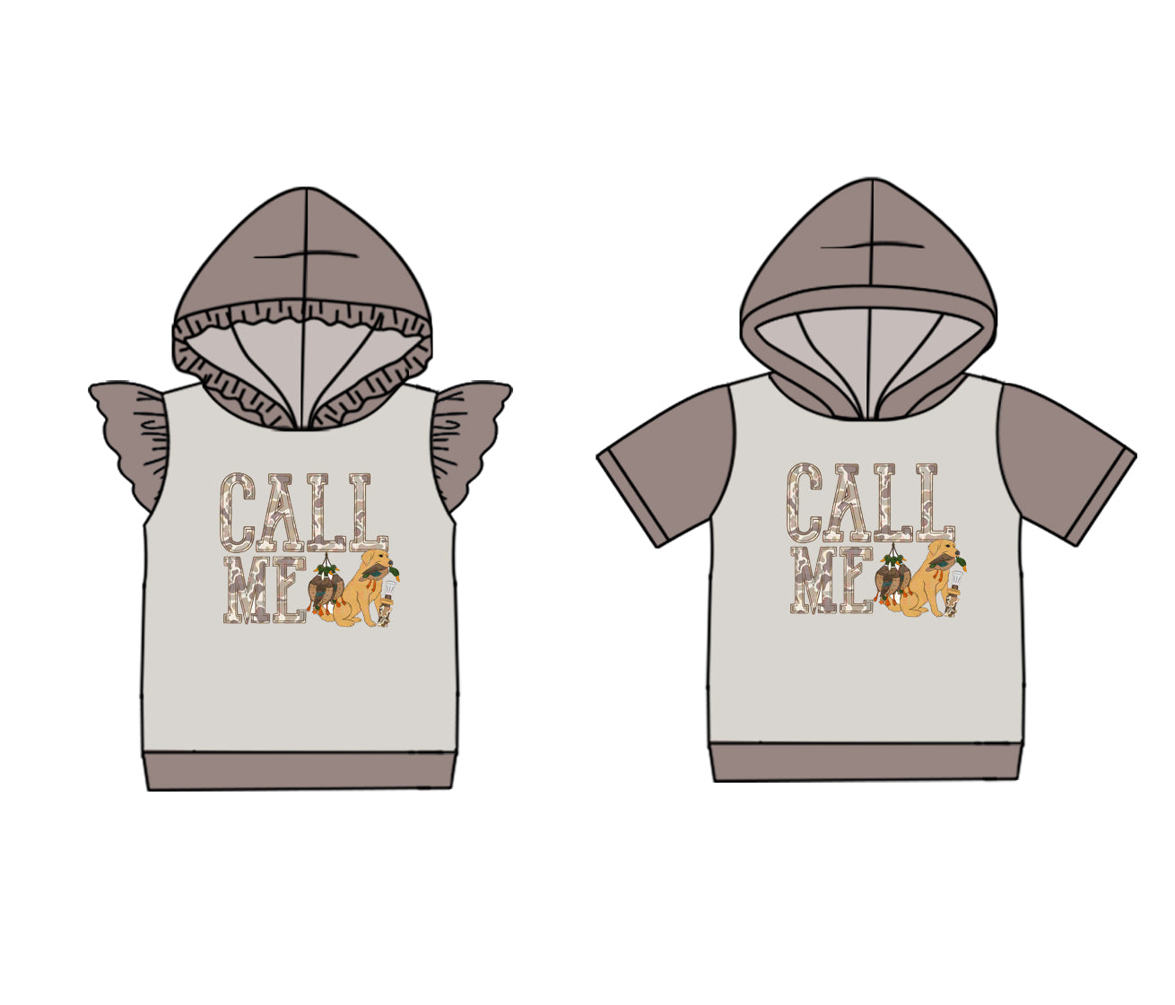 25.10.30 custom each style moq 8 eta 6-8week Sibling Sisters duck puppy baby girl hooded short sleeve top 2 match family design