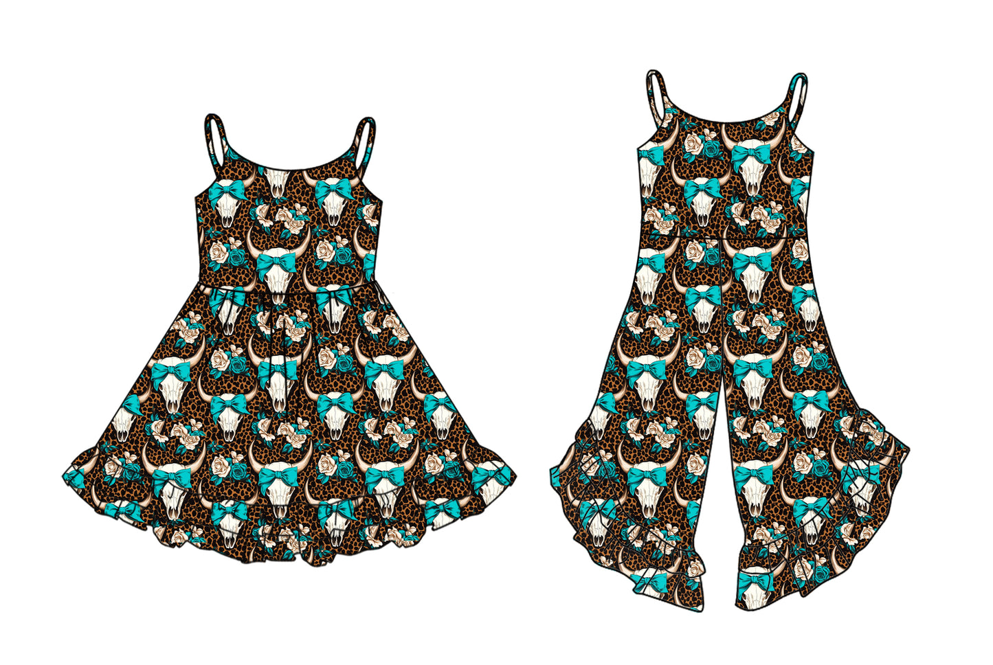 2.27 custom each style moq 5eta 4-6week Sibling Sister cow head bow baby girl dress and jumpsuit match family design