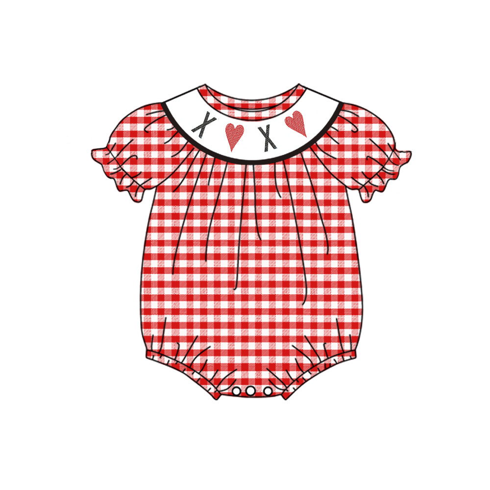 10.12 custom each style moq 5eta 4-6week baby girl clothes xoxo red short sleeve rompers