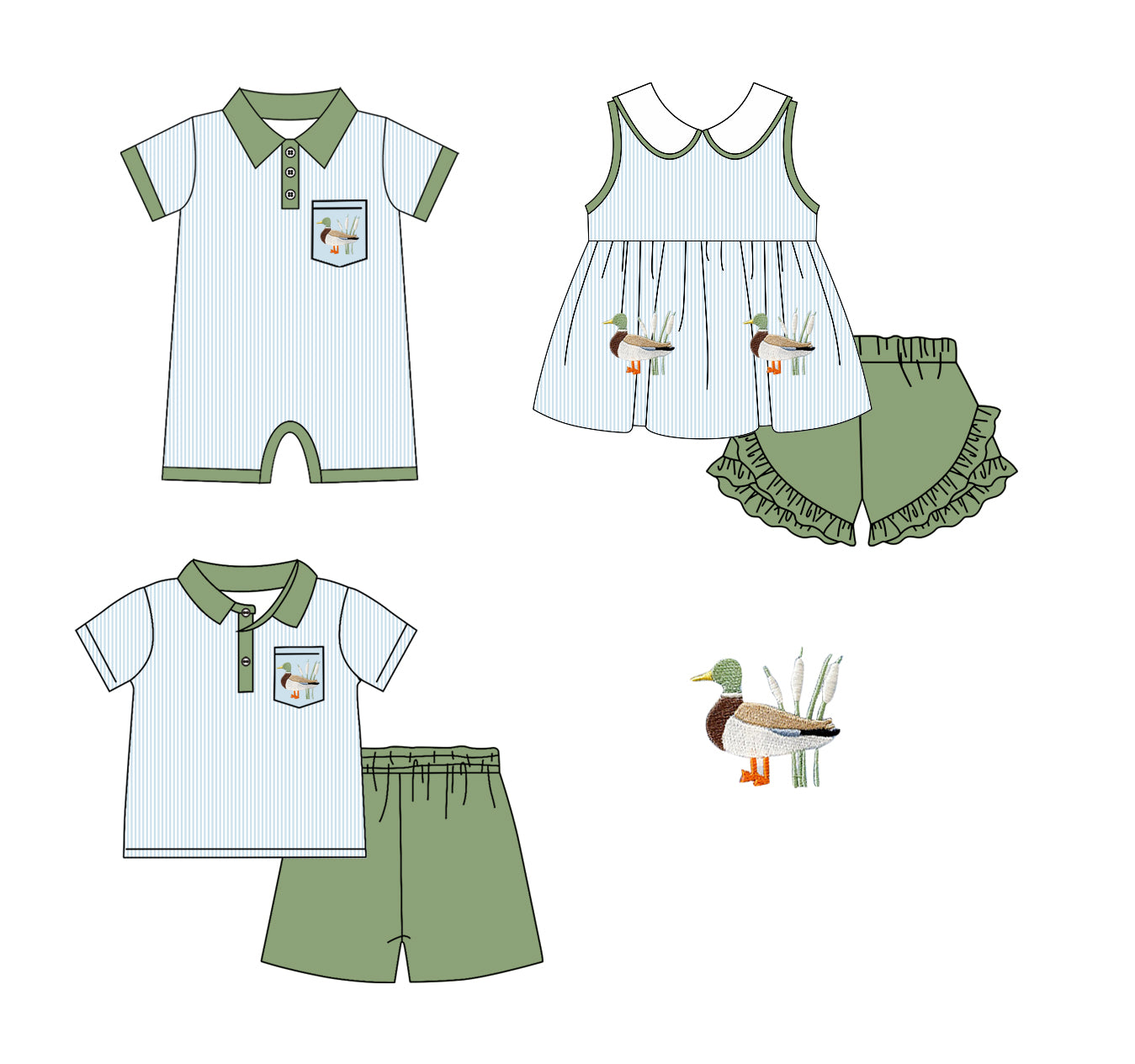11.22 custom each style moq 5eta 4-6week Sibling Sister duck baby girl short sleeve shorts sets and sets 2 and girls romper match design