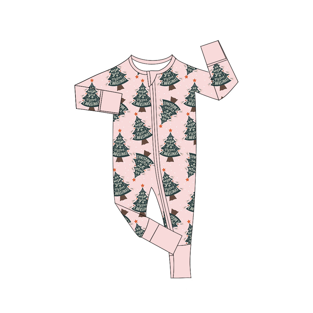 7.4 custom each style moq 5eta 4-6week Sibling Sister Christmas trees baby girls sets and rompers match family design