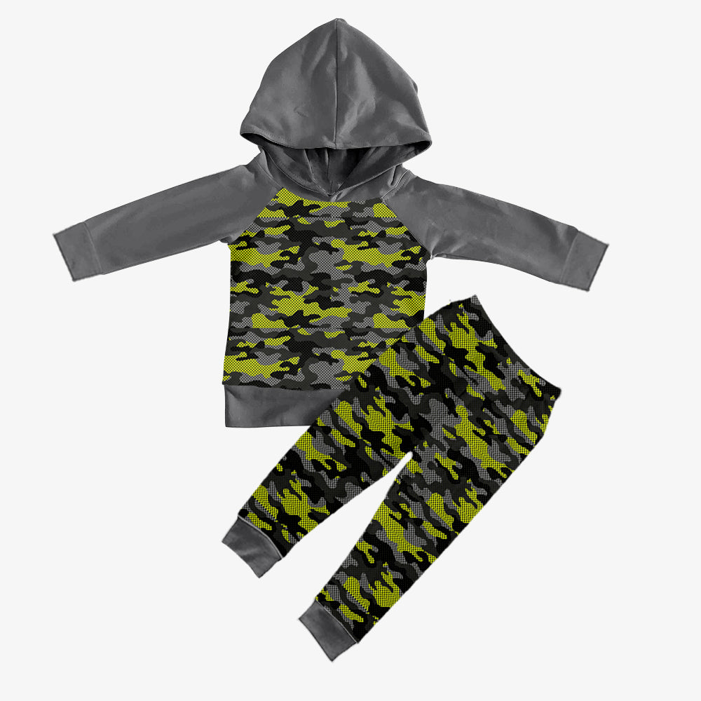 9.14 custom each style moq 5eta 4-6week baby boy clothes camouflage green hooded long sleeve pants sets