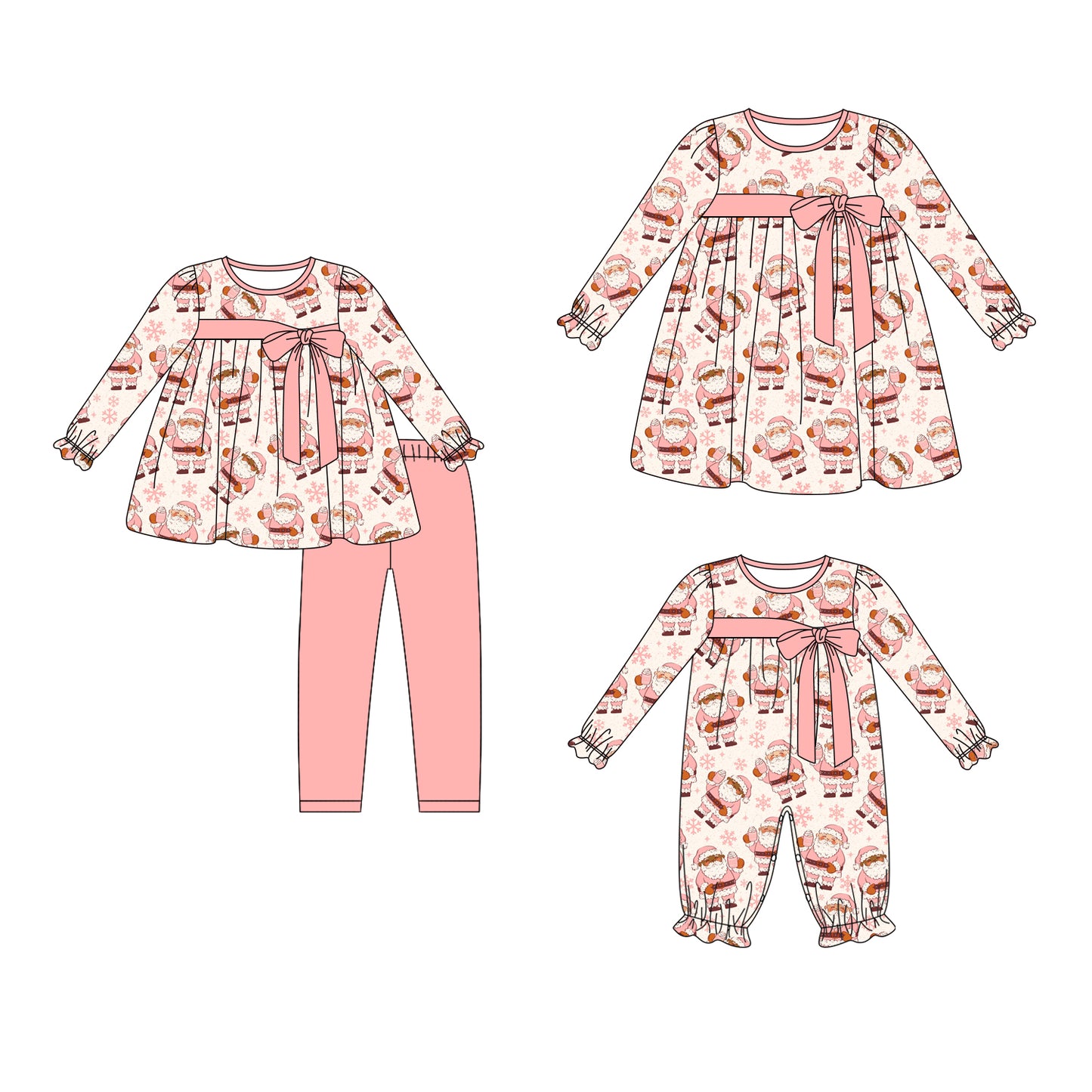25.5.29 custom each style moq 5eta 4-6week Sibling Sisters Christmas floral baby girl long sleeve pants sets and dress and rompers match family design