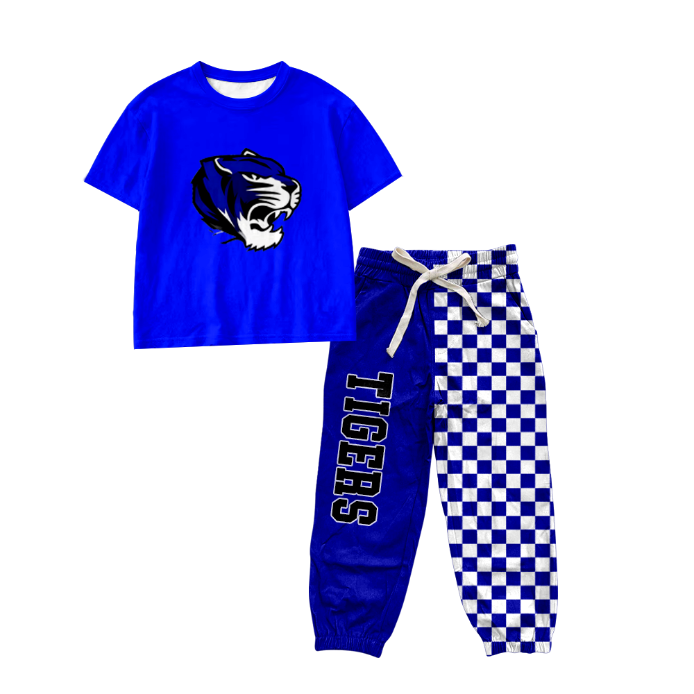 custom moq 5 mix size MSD070608 Baby Kids Short Sleeve Shirt Checked Long Pants Casual Set