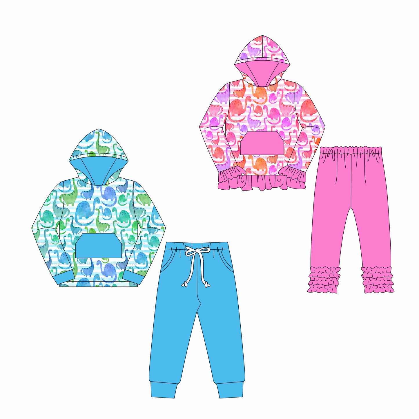 25.6.4 custom each style moq 5eta 4-6week Sibling Sisters baby girl hooded long sleeve pants sets 1 and sets 2 match family design