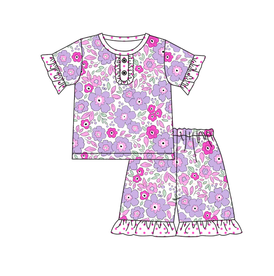 11.3 custom each style moq 5eta 4-6week Sibling Sister floral baby girl short sleeve shorts sets 1 and sets 2 match design