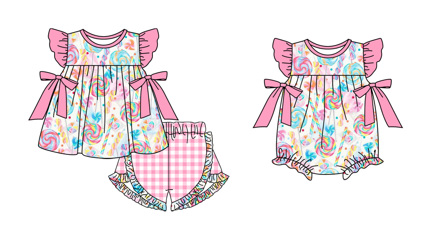11.13 custom each style moq 5eta 4-6week Sibling Sister baby girl short sleeve shorts sets and rompers match design