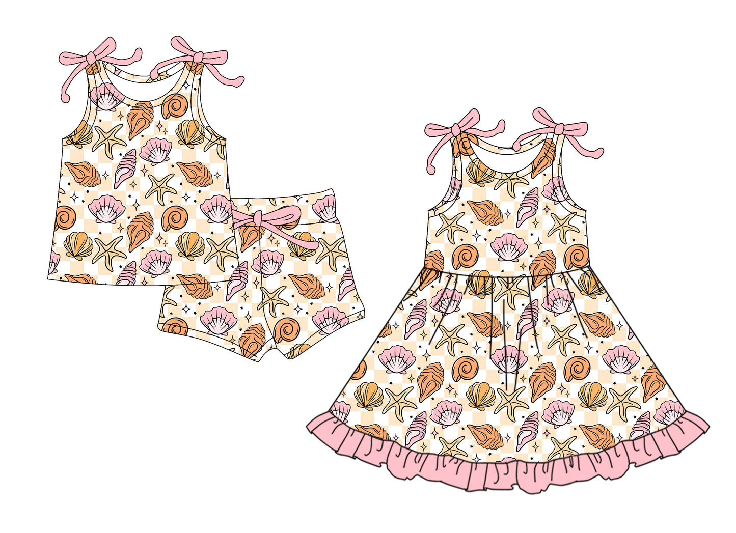4.12 custom each style moq 5eta 4-6week Sibling Sister baby girl short sleeve shorts sets and dresses match design