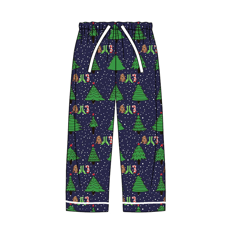 8.7 custom each style moq 5eta 4-6week adult clothes Christmas trees navy blue long pants adult man pants