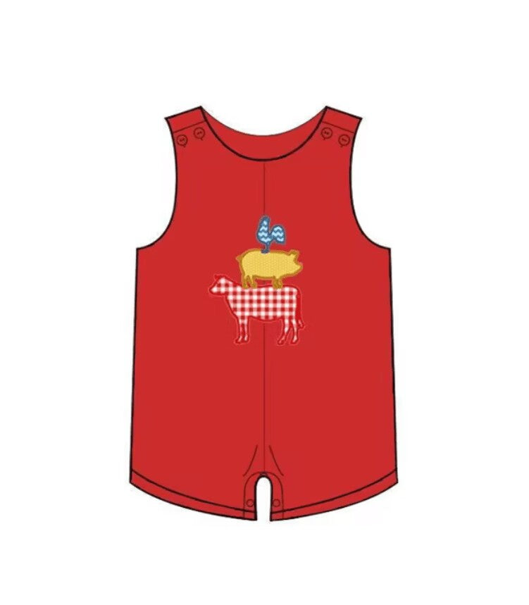 5.9custom each style moq 5eta 4-5week Sibling Sister cute farm collction prints red girls and boy outfits and baby romper match family design