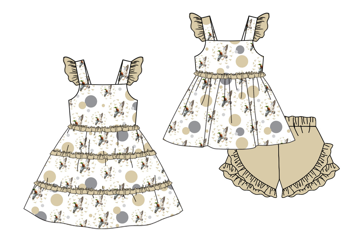 11.13 custom each style moq 5eta 4-6week Sibling Sister duck baby girl short sleeve shorts sets and dresses match design