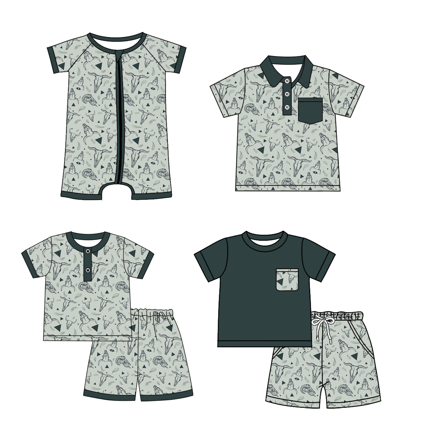 2.25 custom each style moq 5eta 4-6week Sibling Sister cow head baby girl sets 1 and sets 2 and boy rompers and top match family design