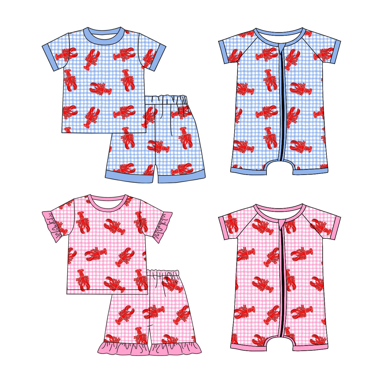 25.11.3 custom each style moq 5 eta 6-8week Sibling Sister crayfish bow baby short sleeve shorts sets 2 and romper 2 match design