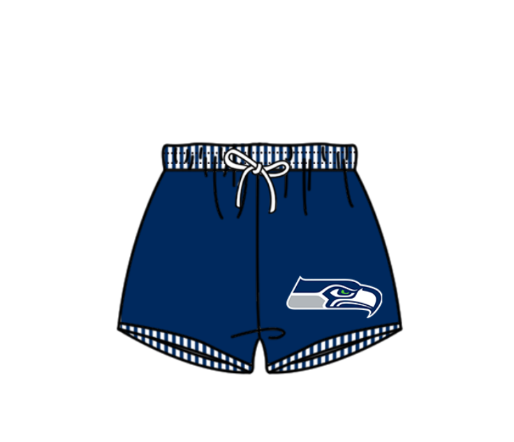 Custom moq 5 mix size milk silk summer teams baby girl boys clothes Navy Blue Two-Piece Swimsuit Set One Piece Swimsuits boy swim trunks