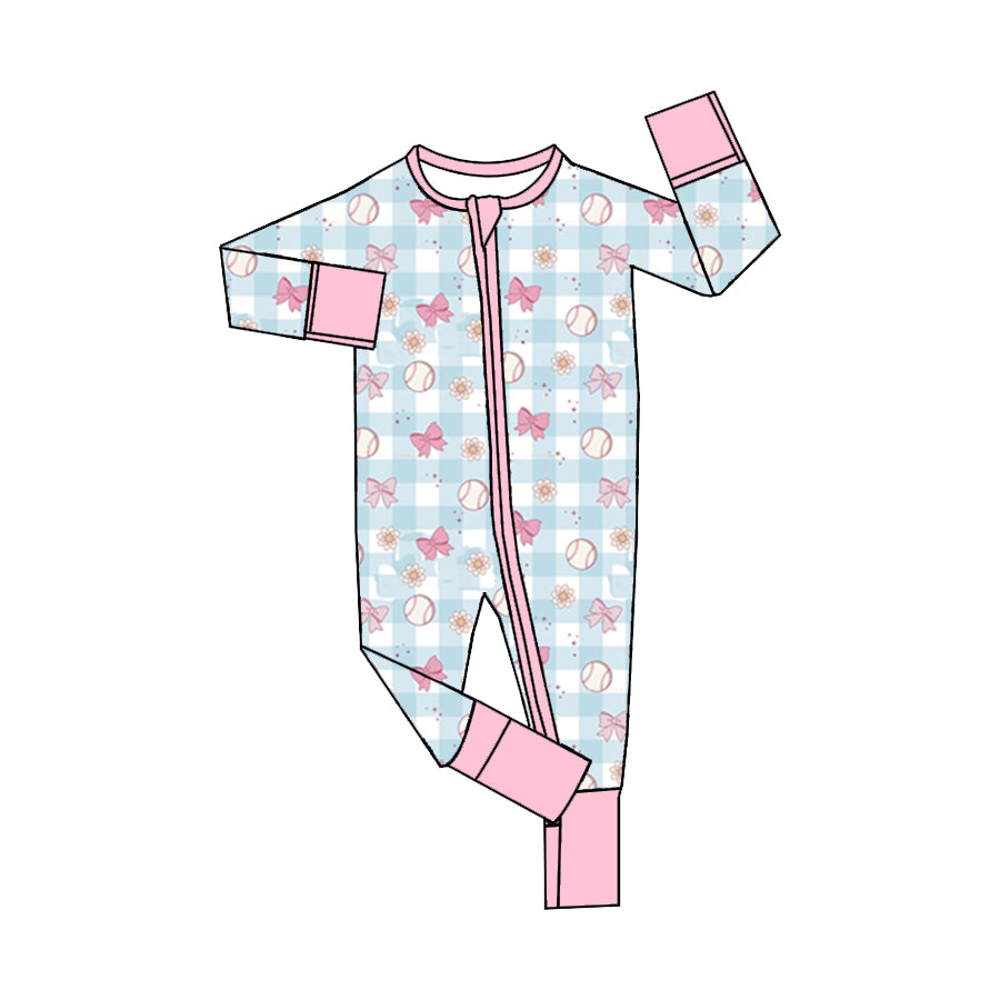6.17 custom each style moq 5eta 4-6 week Sibling Sister baseball bow girls outfits and romper match family design