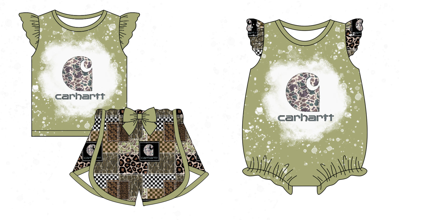 12.21 custom each style moq 5eta 4-6week Sibling Sister carhartt baby boy short sleeve shorts sets and rompers match design