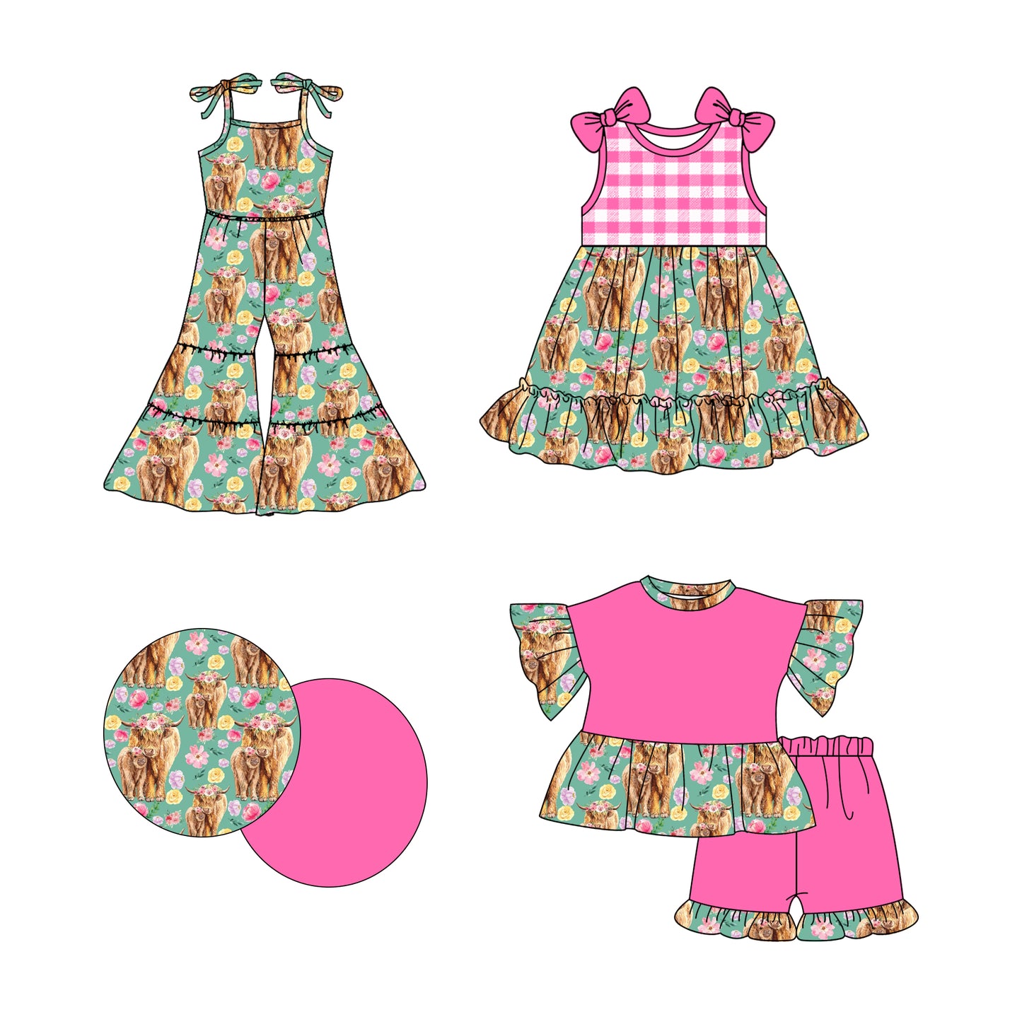 2.20 custom each style moq 5eta 4-6week Sibling Sister alpine baby girl sets and dress and jumpsuit match family design