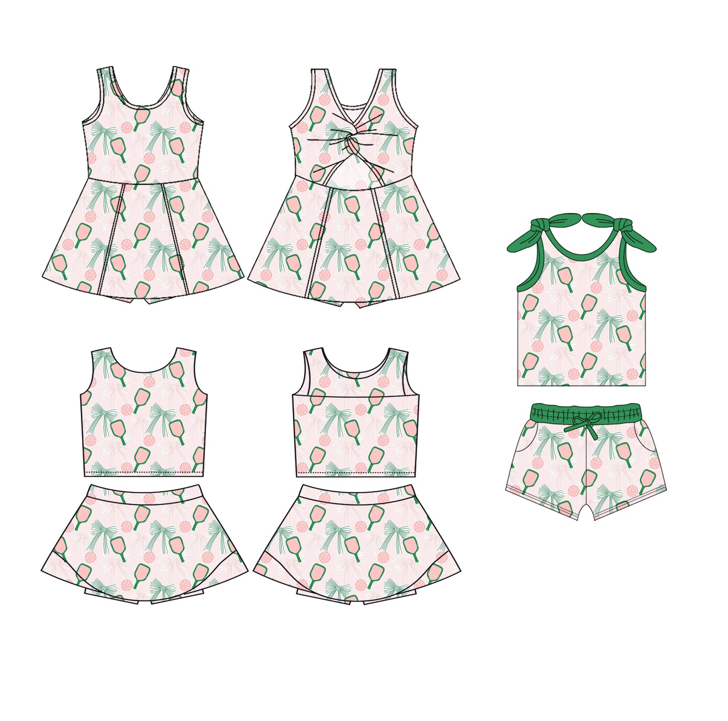 4.1 custom each style moq 5eta 4-6week Sibling Sister bow baby girls clothes Short sleeve shorts sets and yoga dress 1 and dress 2 match family design